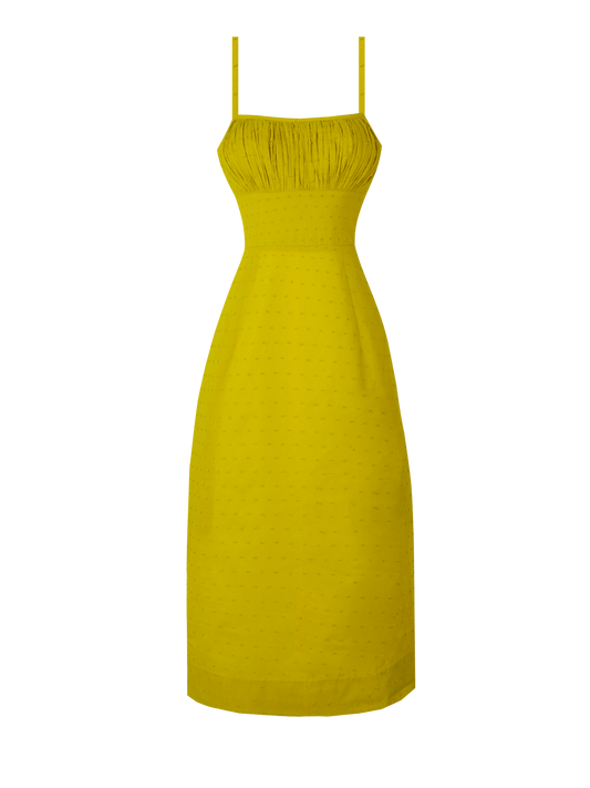 MTO - Bettie Dress "Dotted Swiss" Chartreuse Green