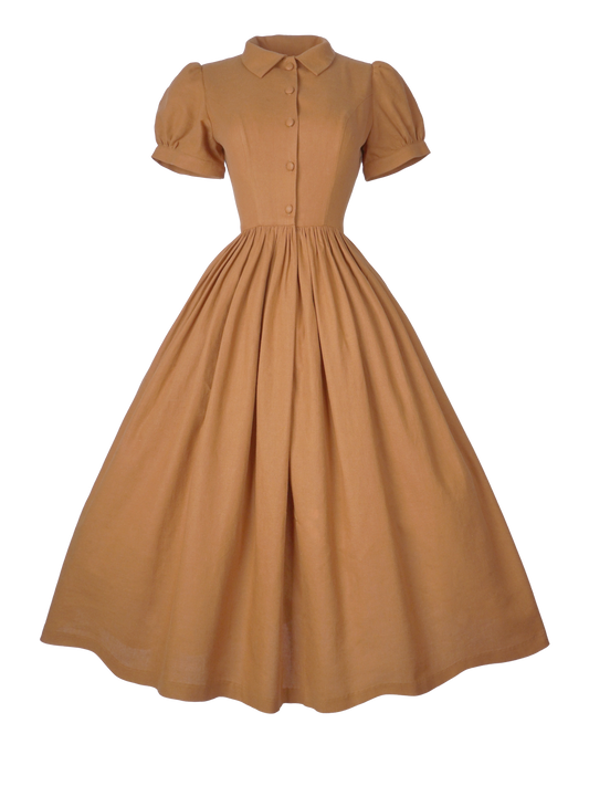 MTO - Judy Dress in Caramel Linen