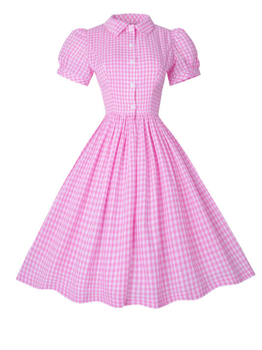 MTO - Judy Dress Light Pink Gingham - Medium Checks