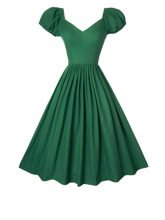 MTO - Margaret Dress Pine Green Cotton