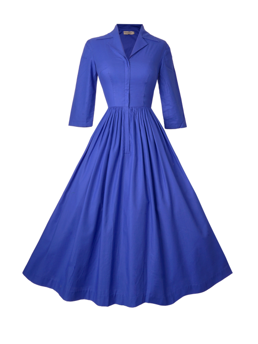 MTO - Natalie Dress Cobalt Blue Cotton