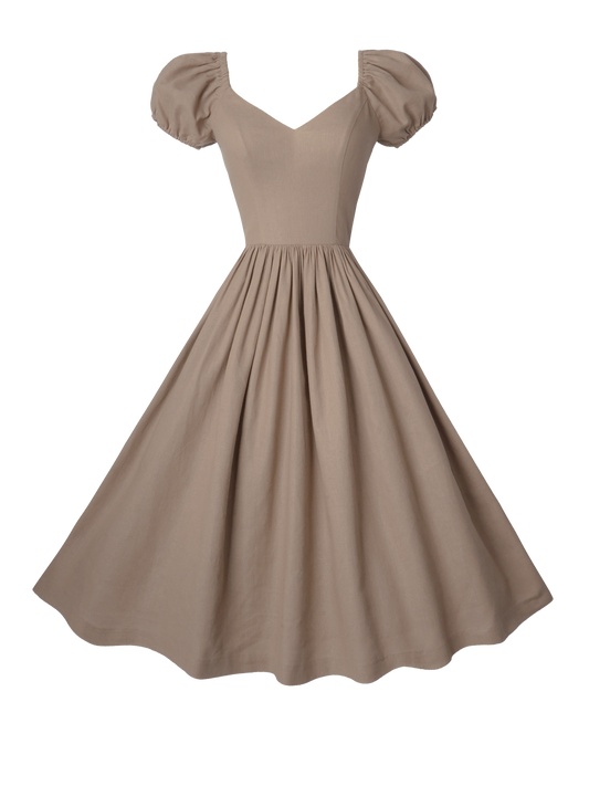 MTO - Margaret Dress Sephia Linen