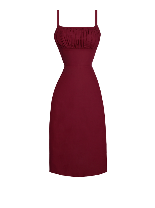 MTO - Bettie Dress Burgundy Cotton