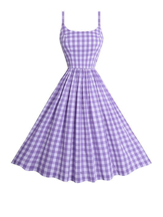 MTO - Penelope Dress Lavender Purple Gingham - Large Checks