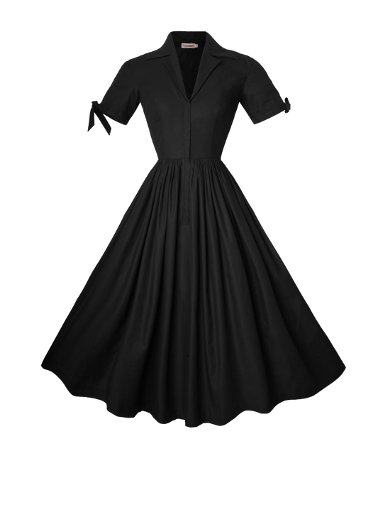 MTO - Trudie Dress in Raven Black Cotton