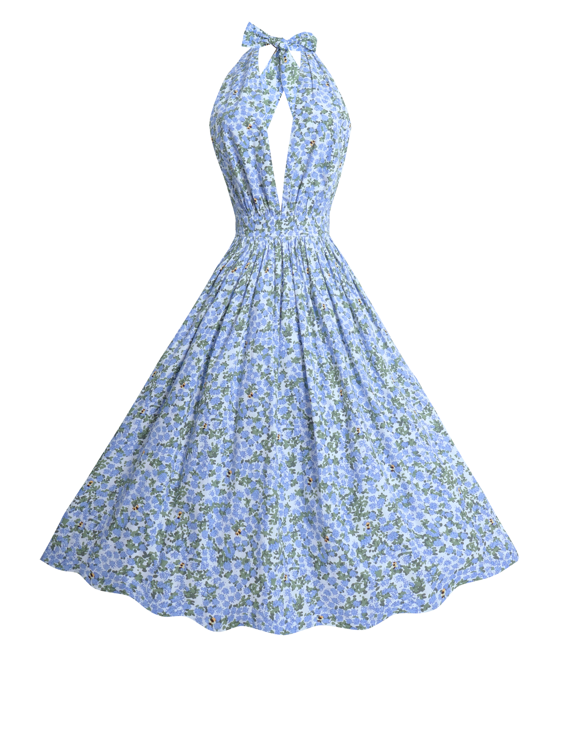 MTO - Charlotte Dress "Beeloved Blooms" Blue