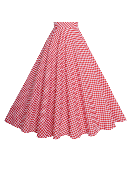 MTO - Lindy Skirt in Red Gingham - Medium Checks