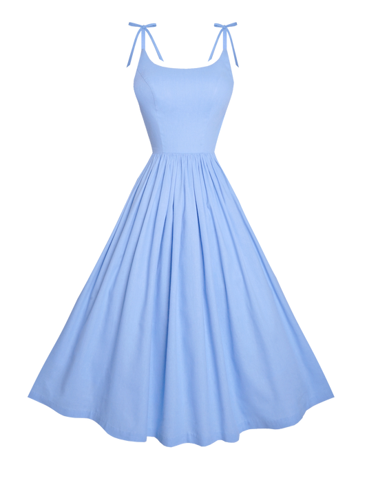 MTO - Birdie Dress in Powder Blue Linen