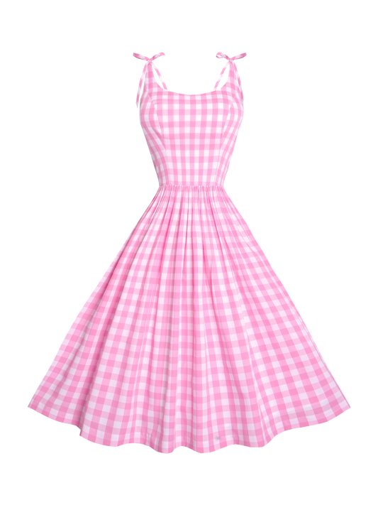 MTO - Birdie Dress Light Pink Gingham - Large Checks
