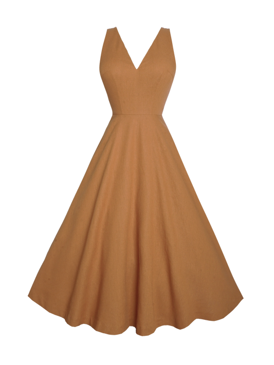 MTO - Diana Dress in Caramel Linen