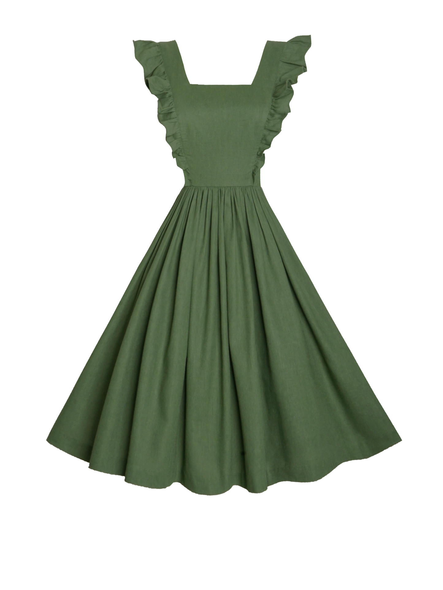 MTO - Lorraine Dress in Hunters Green Linen