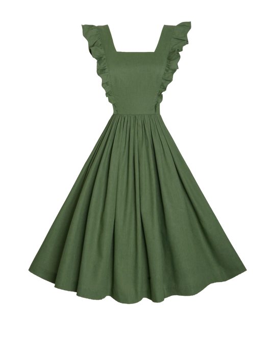 MTO - Lorraine Dress in Hunters Green Linen