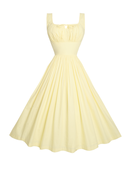 MTO - Michelle Dress Pale Yellow Cotton "I can't believe its not Butter"