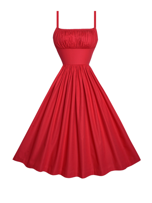 MTO - Grace Dress in Cardinal Red Cotton