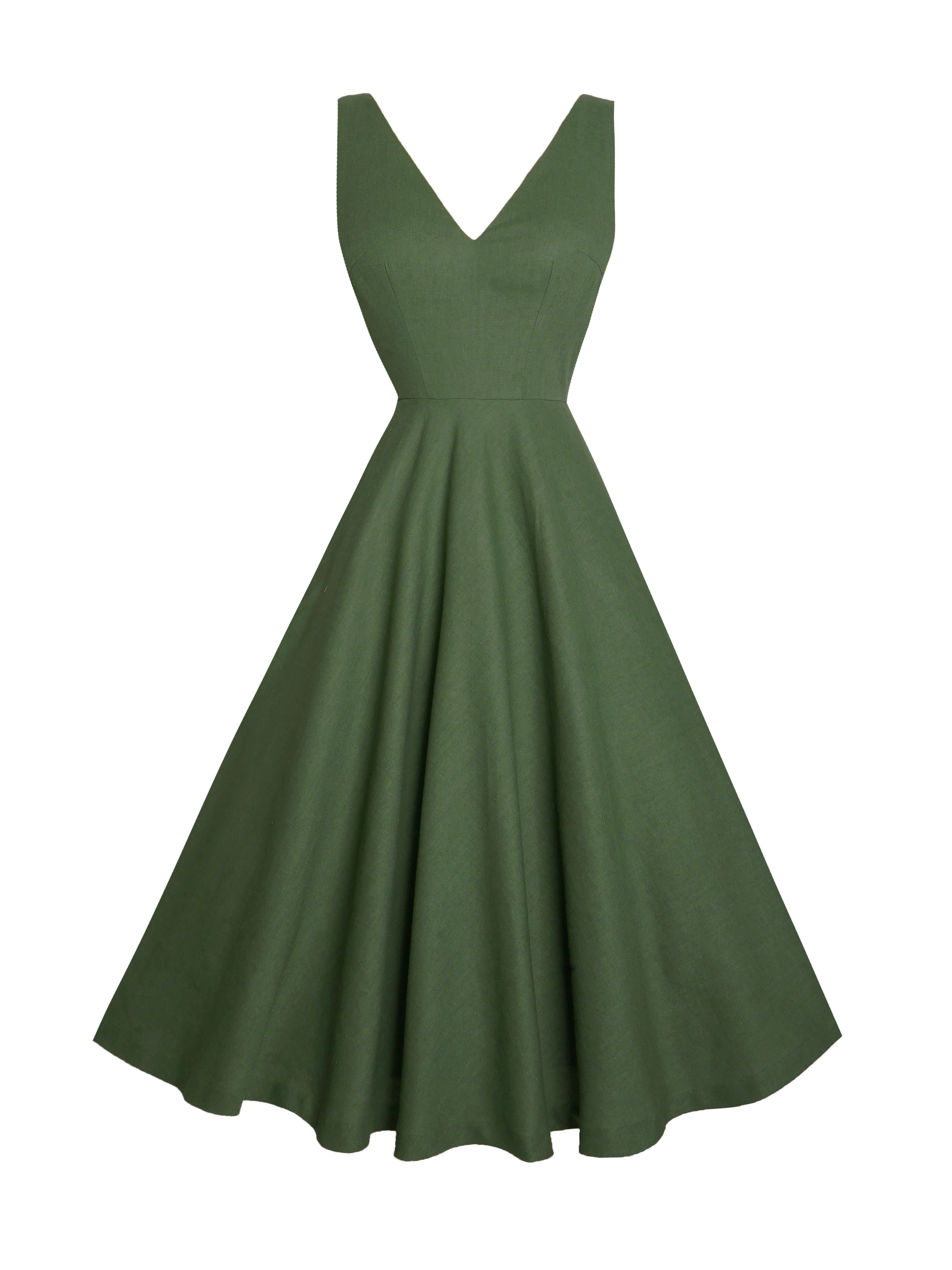 MTO - Diana Dress Hunters Green Linen