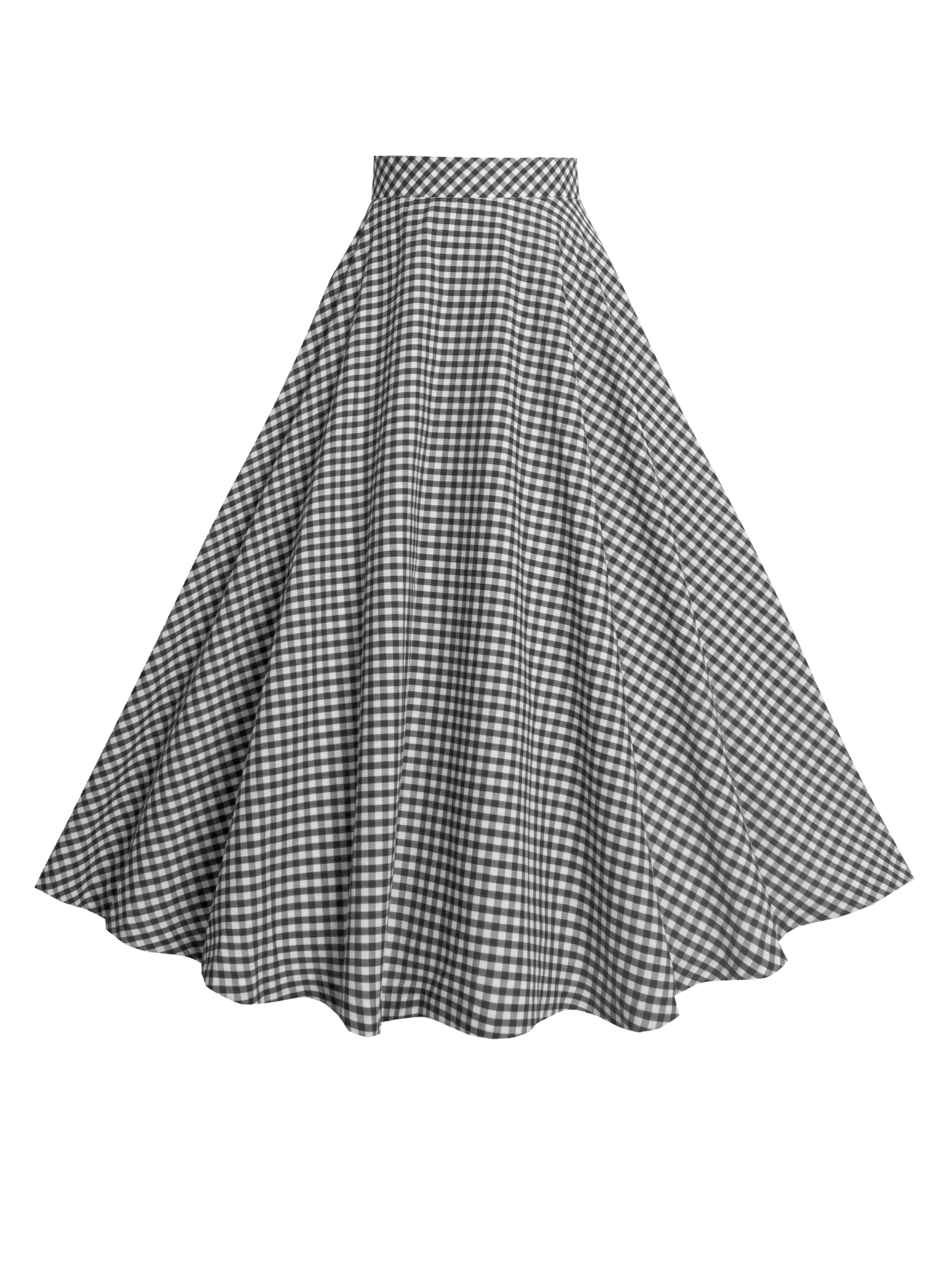 MTO - Lindy Skirt Black Gingham - Medium Checks