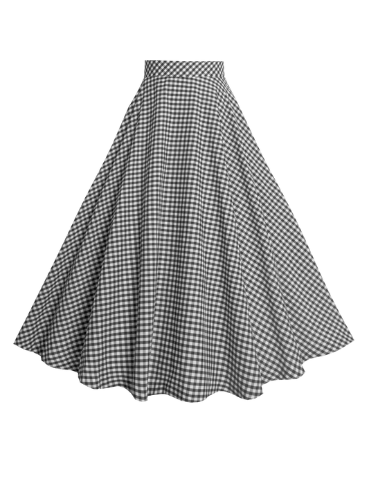 MTO - Lindy Skirt Black Gingham - Medium Checks