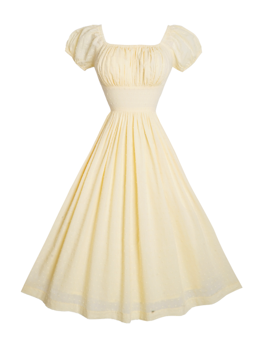 MTO - Loretta Dress "Dotted Swiss" Pale Yellow