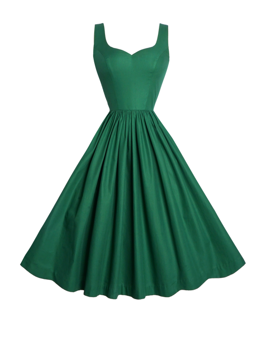 MTO - Elizabeth Dress Pine Green Cotton
