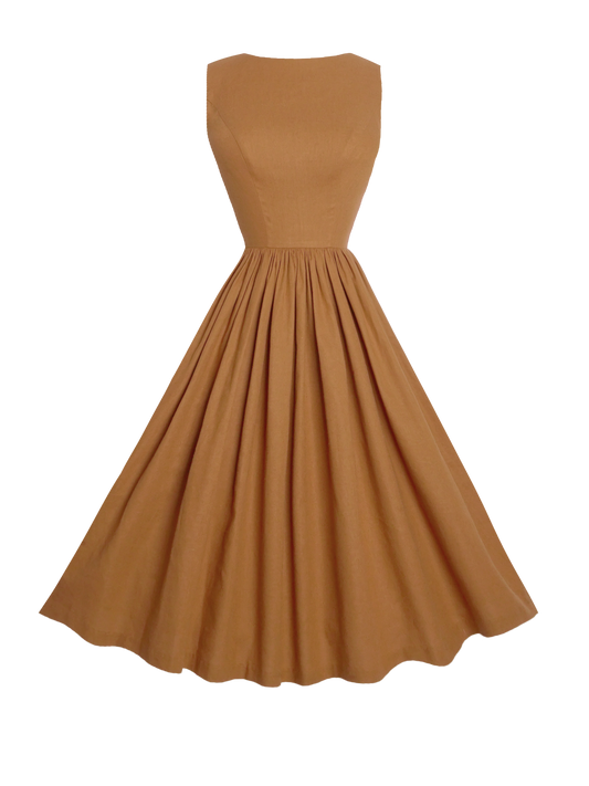 MTO - Audrey Dress Caramel Linen