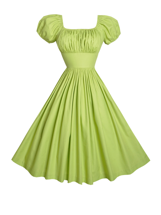 MTO - Loretta Dress in Apple Green Cotton