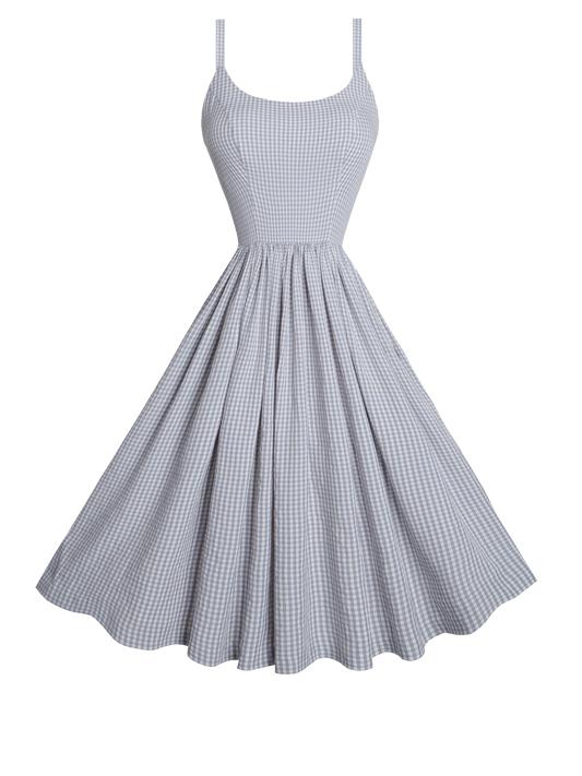 MTO - Penelope Dress Grey Gingham - Medium Checks