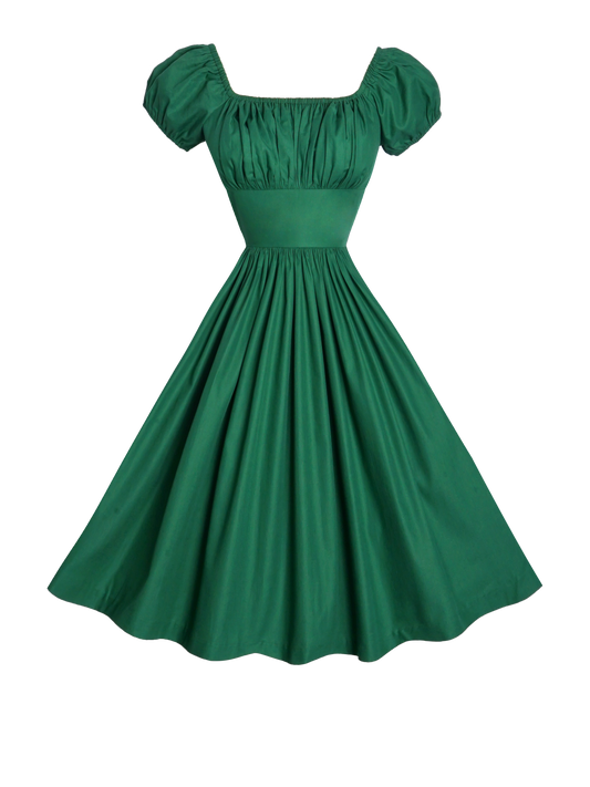 MTO - Loretta Dress in Pine Green Cotton