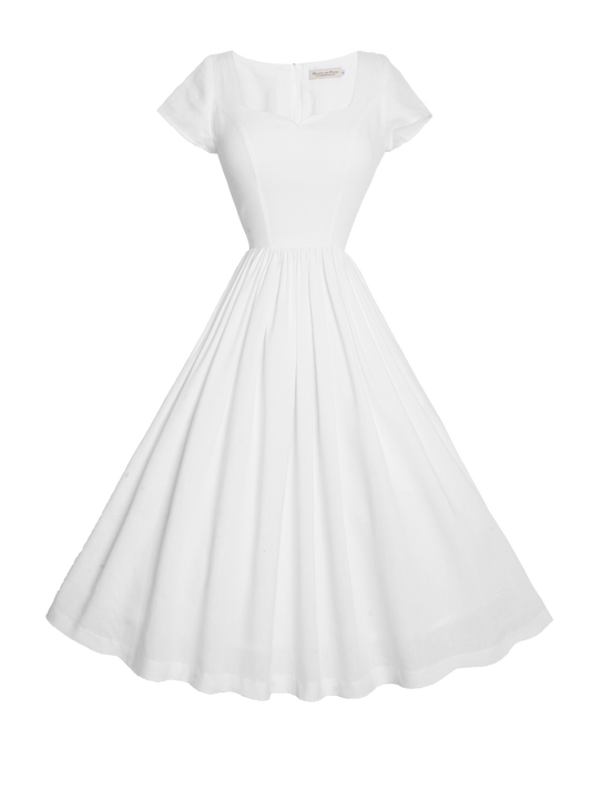 MTO - Evelyn Dress in White Cotton