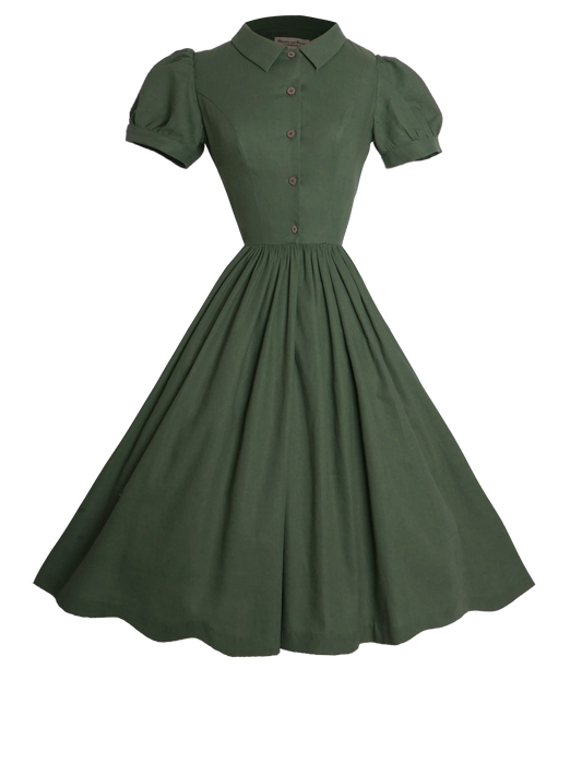 MTO - Judy Dress in Hunters Green Linen
