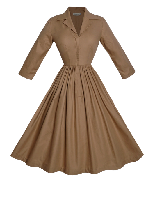MTO - Natalie Dress in Camel Beige Cotton