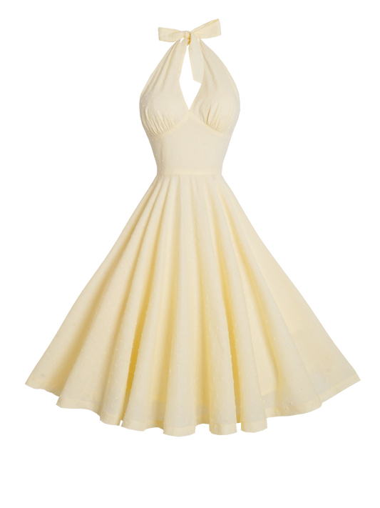 MTO - Mansfield Dress "Dotted Swiss" Pale Yellow
