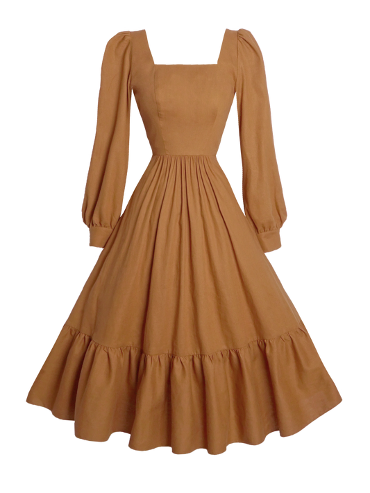 MTO - Mary Dress in Caramel Linen