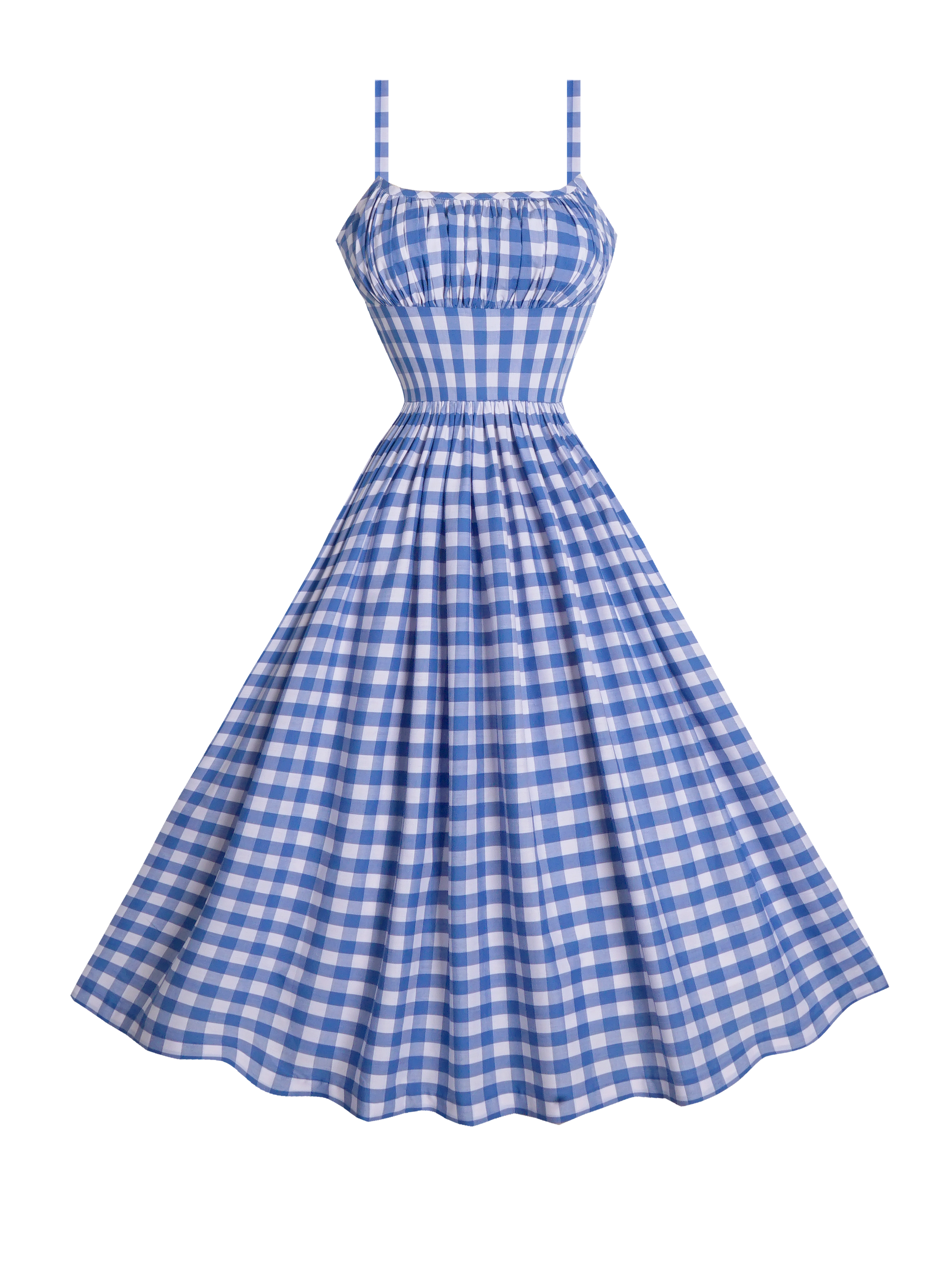MTO - Grace Dress Morocco Blues Gingham - Large Checks