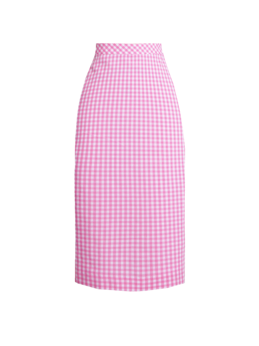 MTO - Draper Skirt Light Pink Gingham - Medium Checks