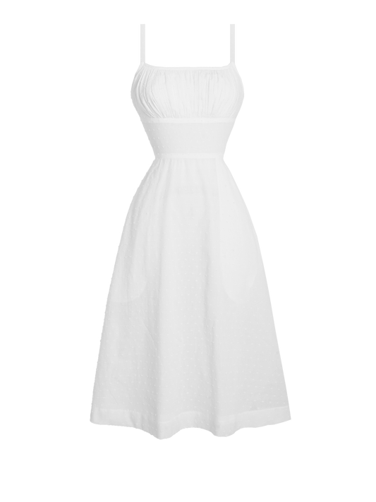 MTO - Bettie Dress "Dotted Swiss" White