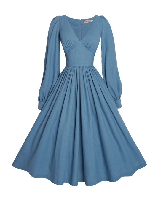 MTO - Harlow Dress in Carolina Blue Linen