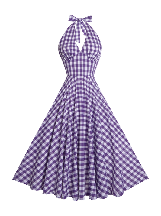 MTO - Mansfield Dress Violet Purple Gingham - Large Checks
