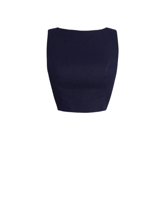 MTO - Georgia Top in Indigo Blue Linen