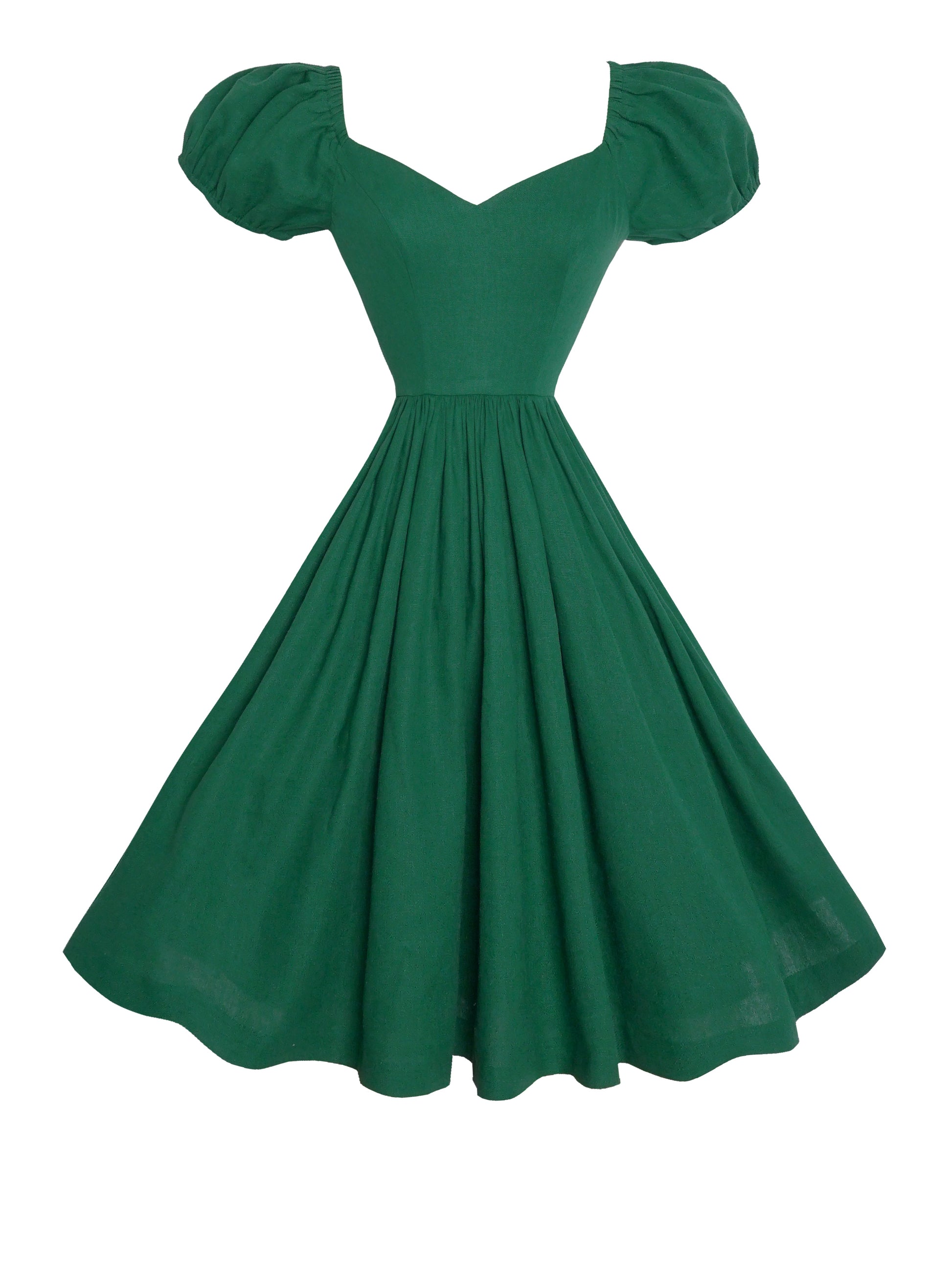 MTO - Margaret Dress in Forest Green Linen