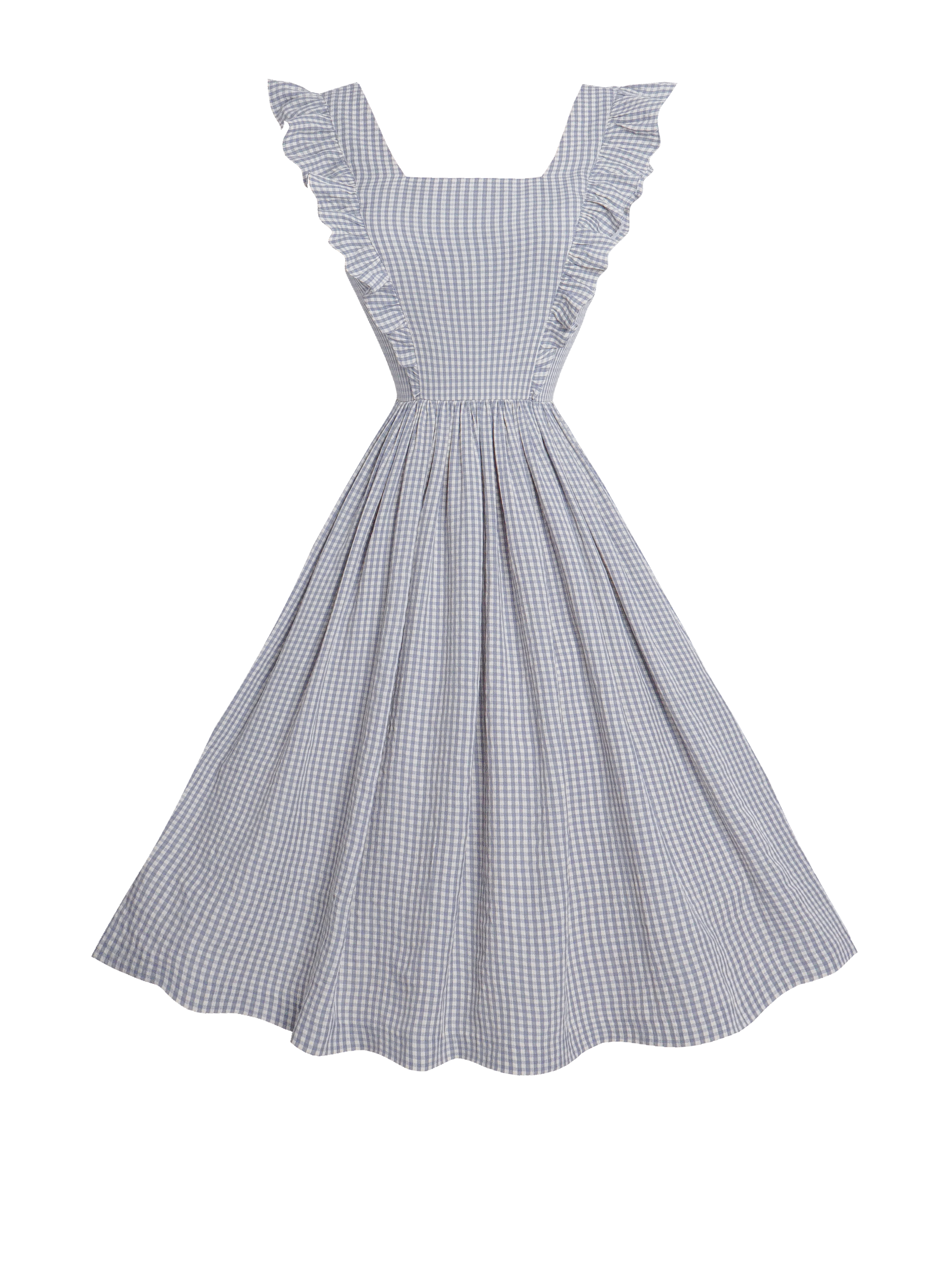 MTO - Lorraine Dress Grey Gingham - Medium Checks