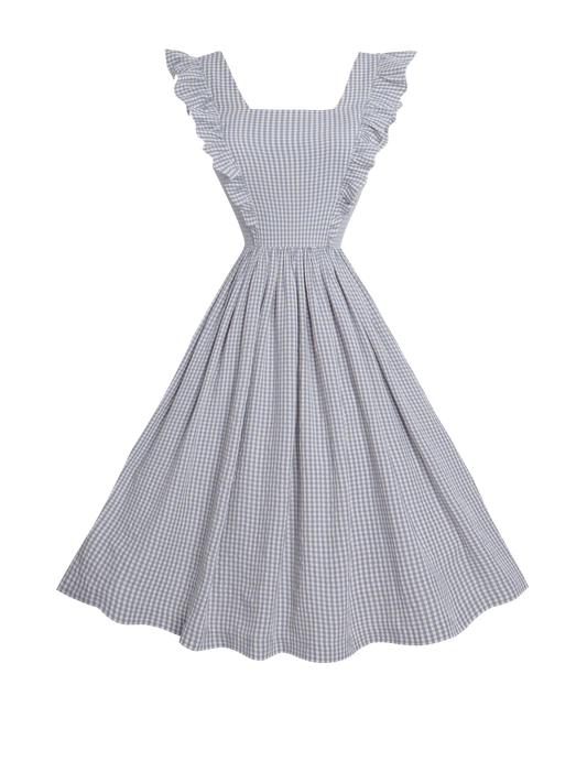 MTO - Lorraine Dress Grey Gingham - Medium Checks