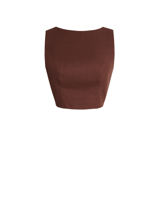 MTO - Georgia Top in Walnut Linen