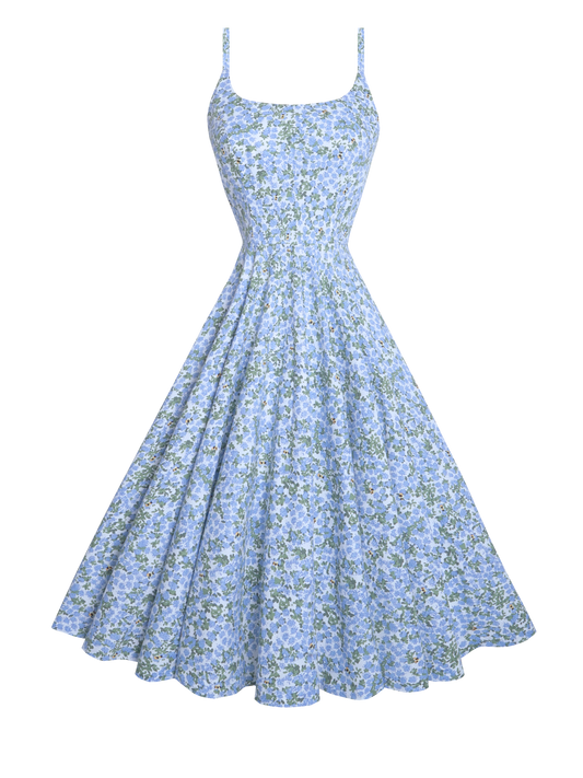 MTO - Penelope Dress "Beeloved Blooms" Blue