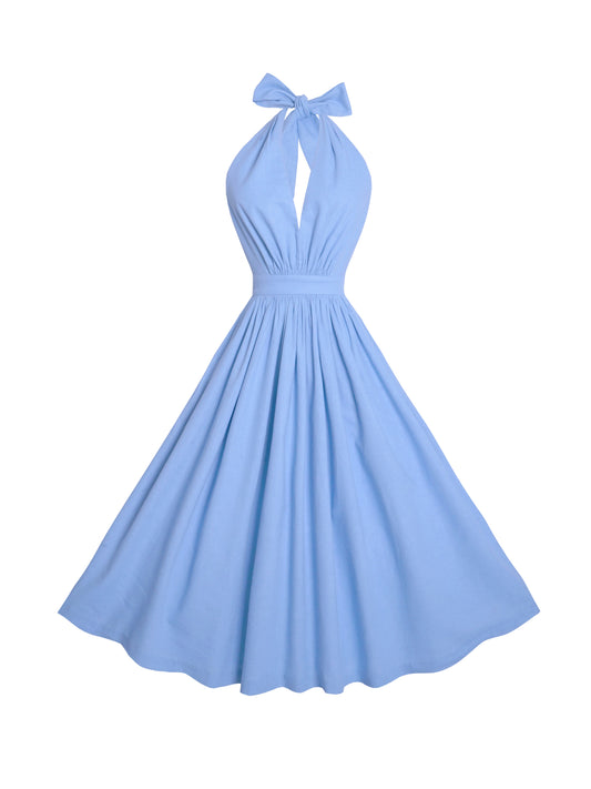 MTO - Charlotte Dress in Powder Blue Linen