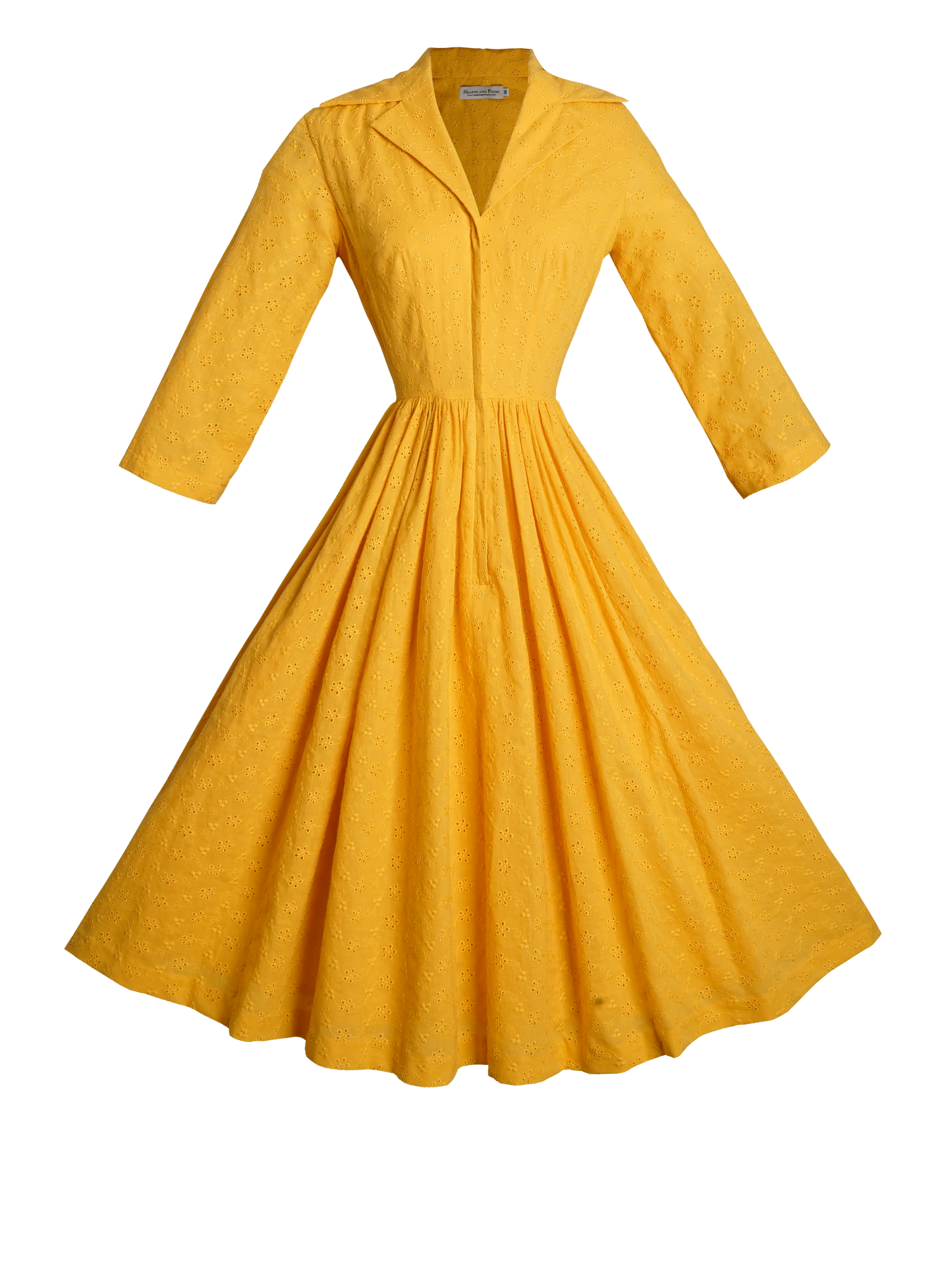 MTO - Natalie Dress "Forget Me Not" Mustard Eyelet