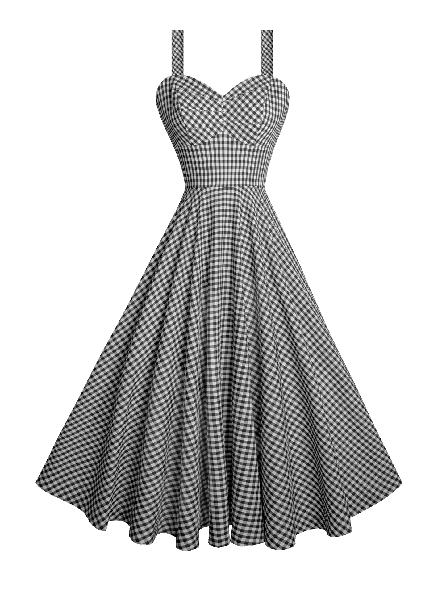 MTO - Catalina Dress Black Gingham - Medium Checks