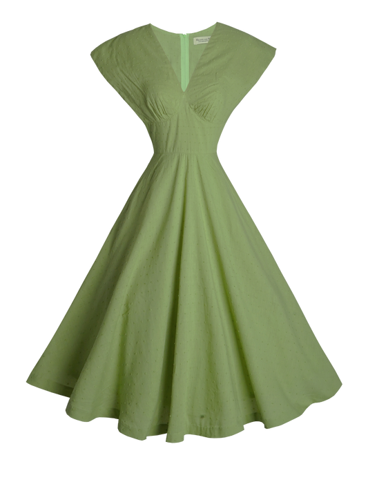MTO - Kennedy Dress "Dotted Swiss" Sage Green