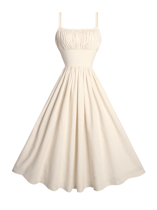 MTO - Grace Dress in Parchment Ivory Linen