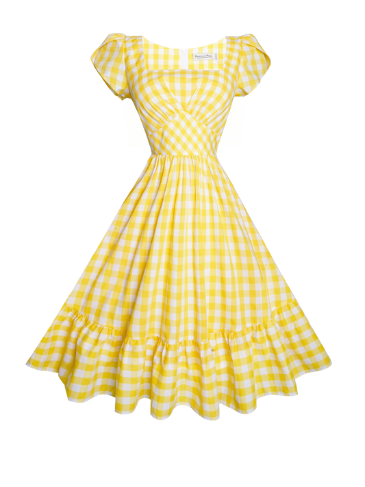 MTO - Ava Dress in Yellow Gingham - Large Checks