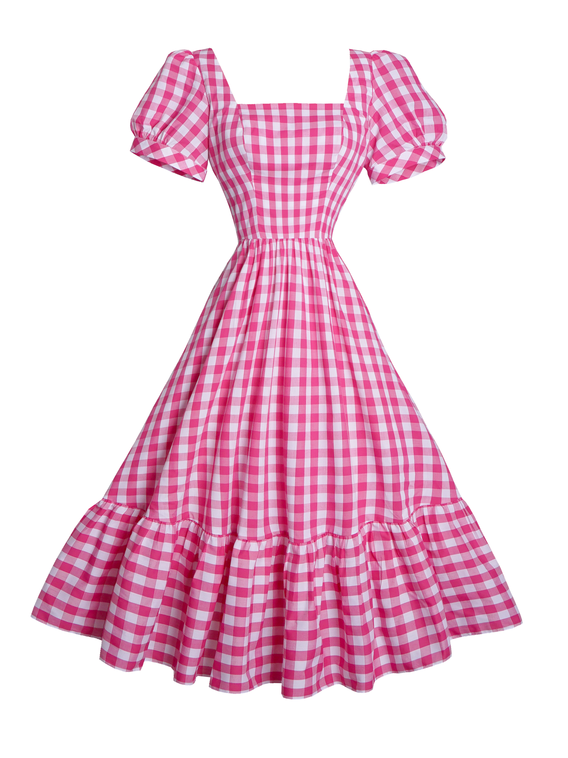 MTO - Isadora Dress Barbie Pink Gingham - Large Checks